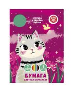 Цветная бархатная бумага 7л. 7цв. мелованный картон, с карманом и вырубкой в цветах