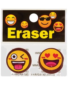 Набор ластиков Смайлы 2 шт. (синтетический каучук с принтом) в индивидуальной упаковке ПВХ с подвесо