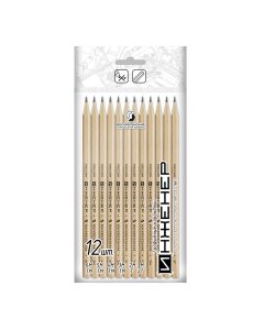 Карандаши графтные 12шт. ВКФ Иинженер, заточенные