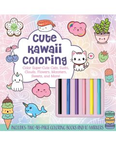 Cute Kawaii Coloring Kit: Color Super-Cute Cats, Sushi, Clouds, Flowers, Monsters, Sweets, and More