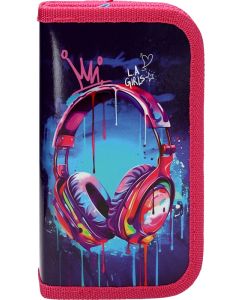 Пенал 2 отделения на молнии. Наушники в красках